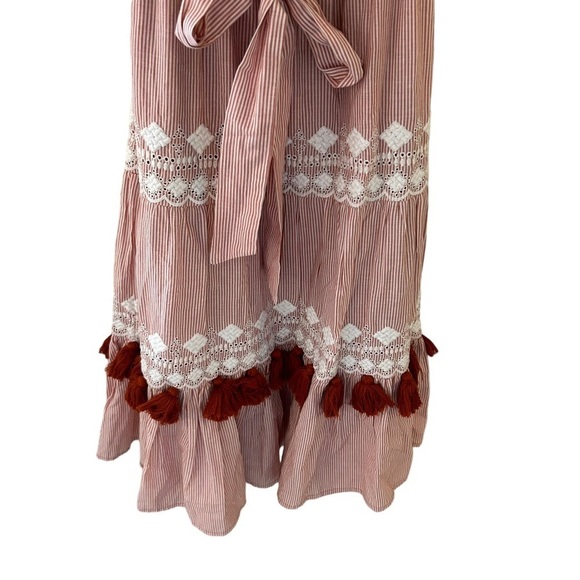 TULAROSA Dress Womens Small Revolve Lana Getty Stripe Tassel Boho Midi Flirty - Picture 6 of 13